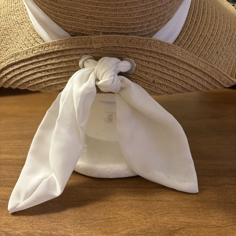 Women’s O/S Sun Beach Hat White Bow by San Diego Hat Company - Picture 2 of 8